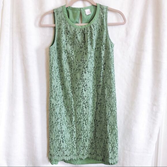 LALU Dresses & Skirts - LALU Green Lace Button-Back Mini Dress